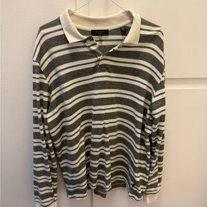 Ted Baker Black and Cream Striped Polo